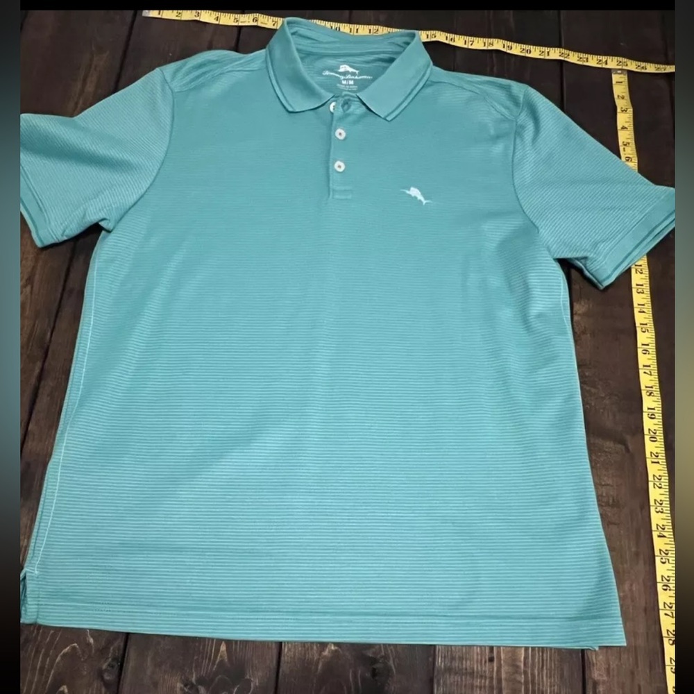 Tommy Bahama Men’s Aqua Aloha Striped Polo Shirt Size Medium